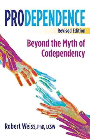 Book cover showing colorful hands reaching out, titled 'Beyond the Myth of Codependency'.