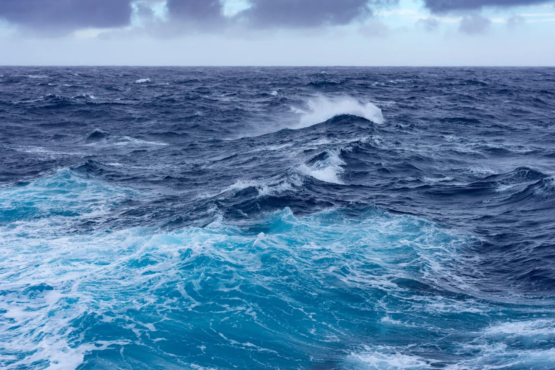 Stormy sea with dark and light waves