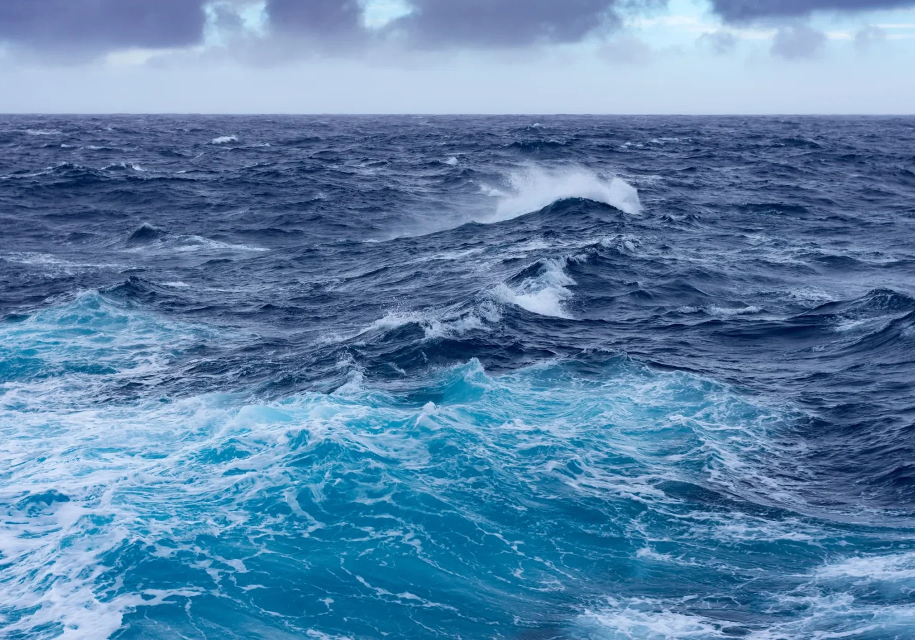 Stormy sea with dark and light waves
